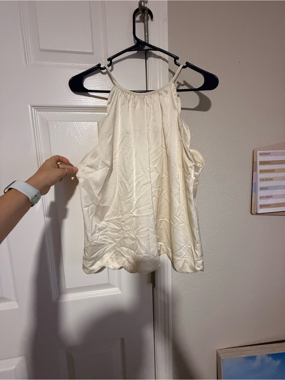 Monteau Ivory Satin Halter Cami